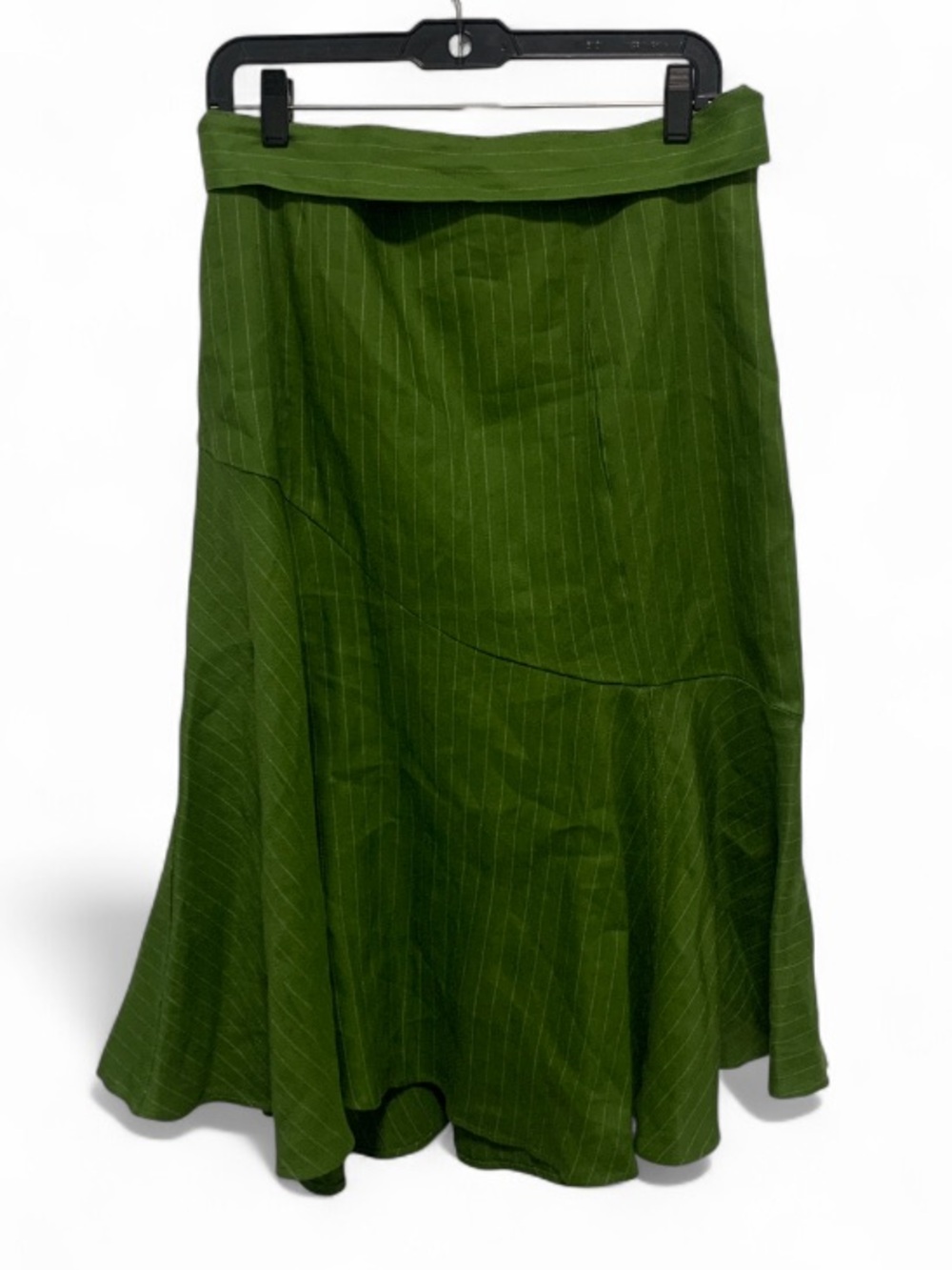 NWT 7th Avenue New York And Co Green Striped Belted Flared Skirt